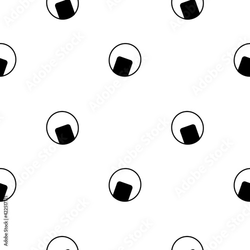 Vector Black Geometric Circular onigiri seamless design, inspired by Japanese sushi, onigiri (AKA rice balls).  Perfect fit for products such as stationary, textiles, fashion, product packaging, menu,