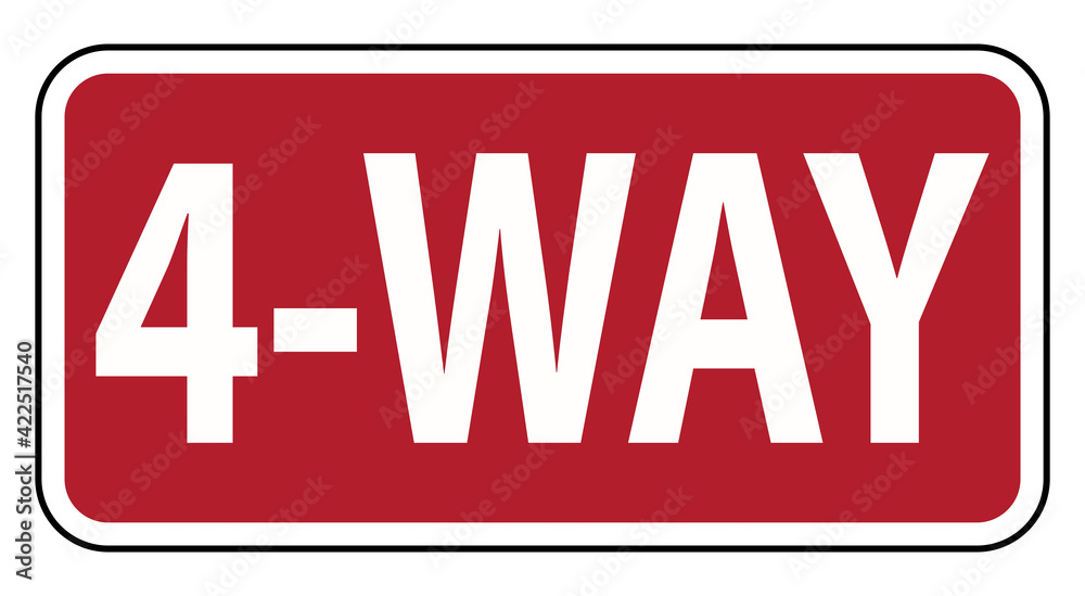 Traffic Road sign 4 way warning on white background Traffic Road sign 4 way warning on white background