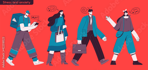 Vector character illustration of Stress and Anxiety concept