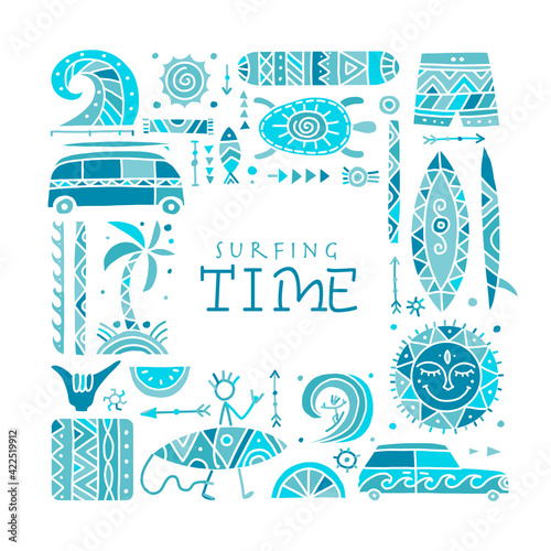 Surfing background. Tribal elements for your design