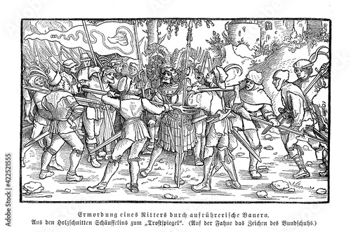 Bilde på lerret Assassination of a knight by hand of rebellious peasants of the shoemaker league