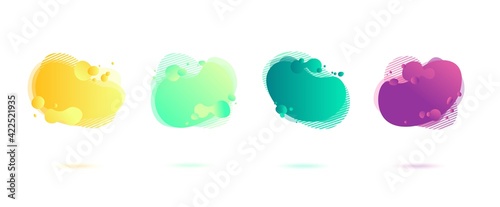 Abstract dynamic gradient graphic elements in modern style. Banners with flowing liquid shapes, amoeba forms. Logo, flyer, presentation, invitation, card template. Vector illustration.