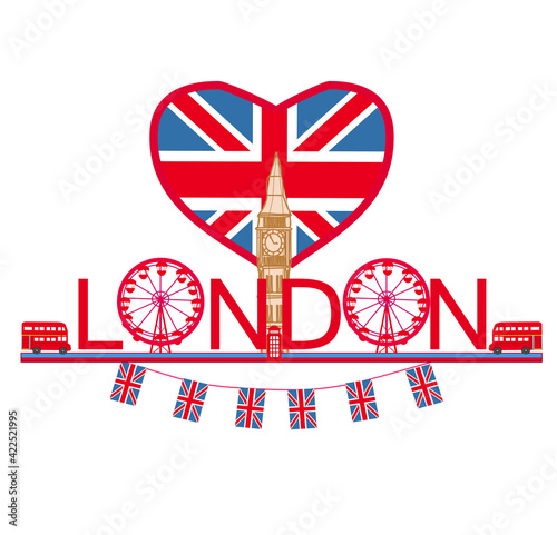 decorative text with icons of London