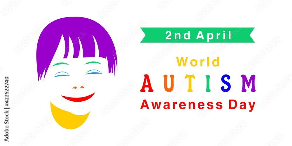 April 2 is the world autism awareness day. Silhouette of smiling individual with autism on white background. Colorful vector illustration. April 2 is the world autism awareness day. Silhouette of smiling individual with autism on white background. Colorful vector illustration.