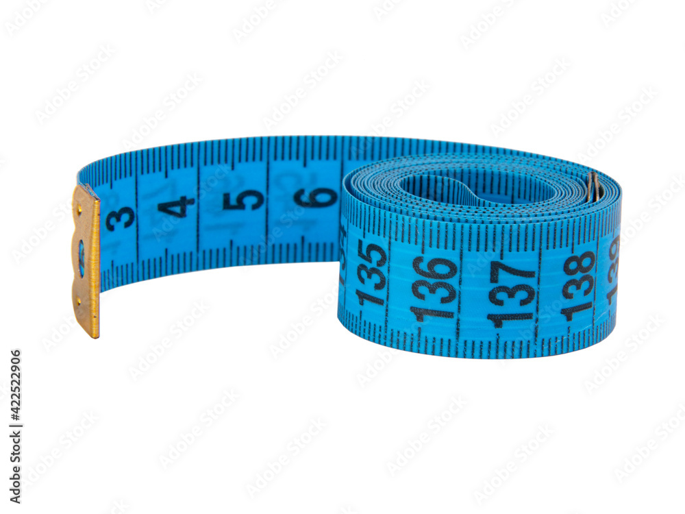 Blue tape measure isolated on the white background Blue tape measure isolated on the white background