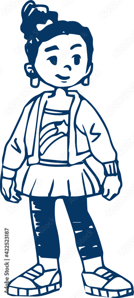 Clipart black outline child schoolboy girl in a skirt. Vector illustration in cartoon style. Clipart black outline child schoolboy girl in a skirt. Vector illustration in cartoon style.