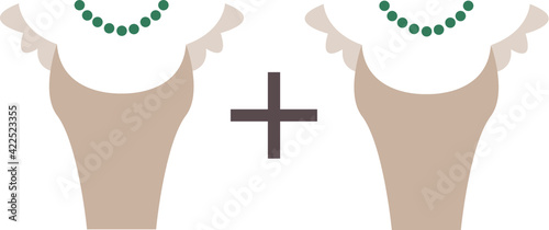 The symbol of marriage. Mathematical equation. Couple woman plus woman. Homosexual marriage. Flat style vector.
