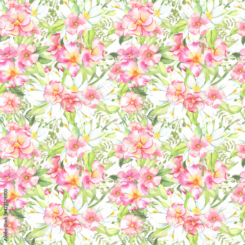 Wildflower flower pattern in a watercolor style isolated. Aquarelle wild flower for background, texture, wrapper pattern, frame or border. High quality illustration