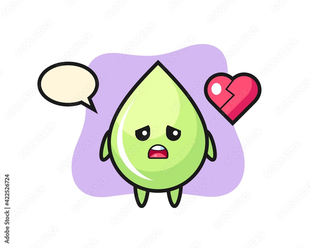 melon juice drop cartoon illustration is broken heart