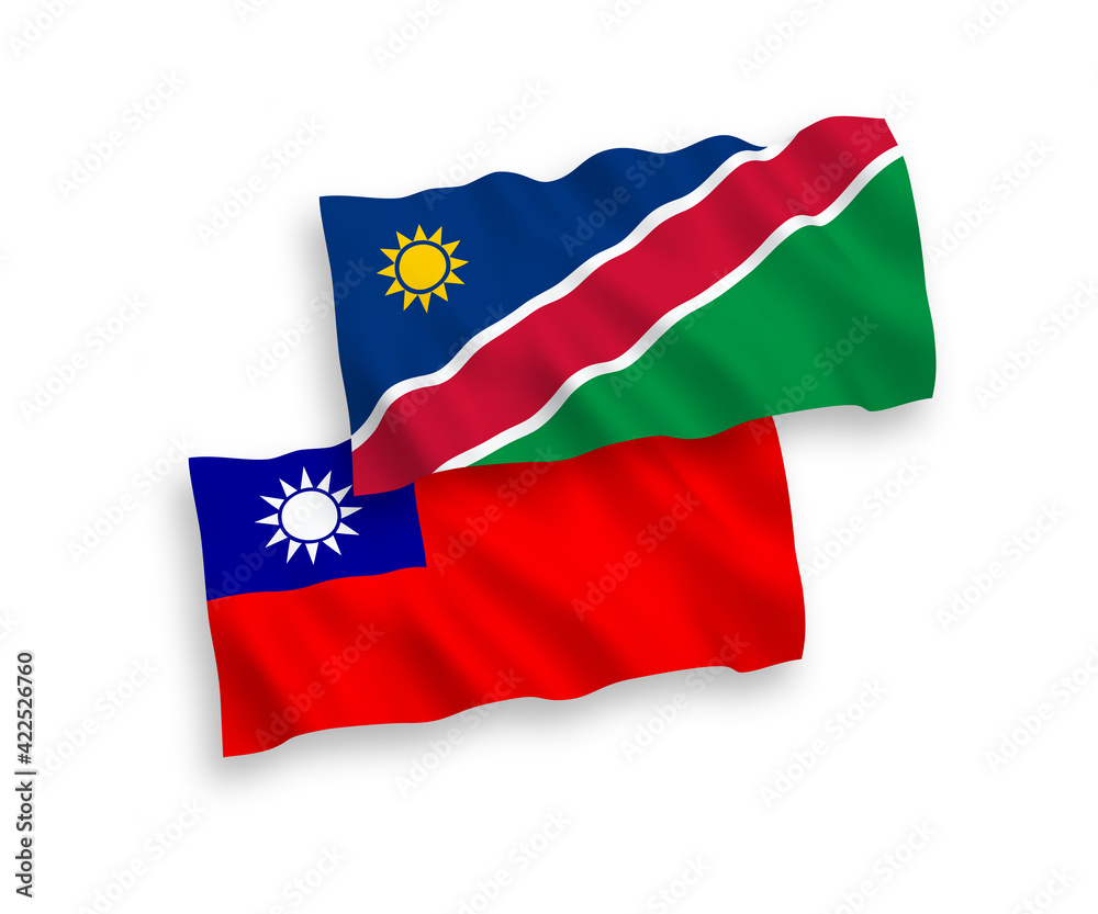 Flags of Republic of Namibia and Taiwan on a white background Flags of Republic of Namibia and Taiwan on a white background