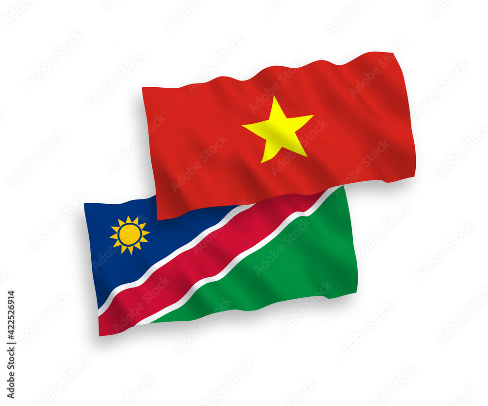Flags of Republic of Namibia and Vietnam on a white background Flags of Republic of Namibia and Vietnam on a white background