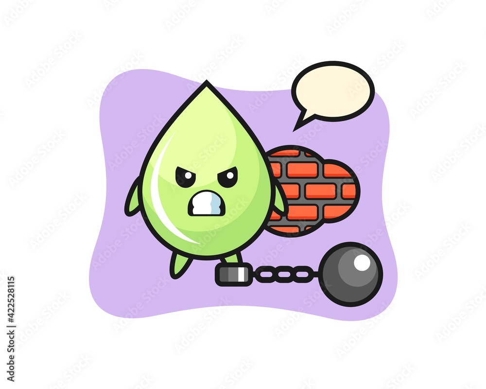Character mascot of melon juice drop as a prisoner