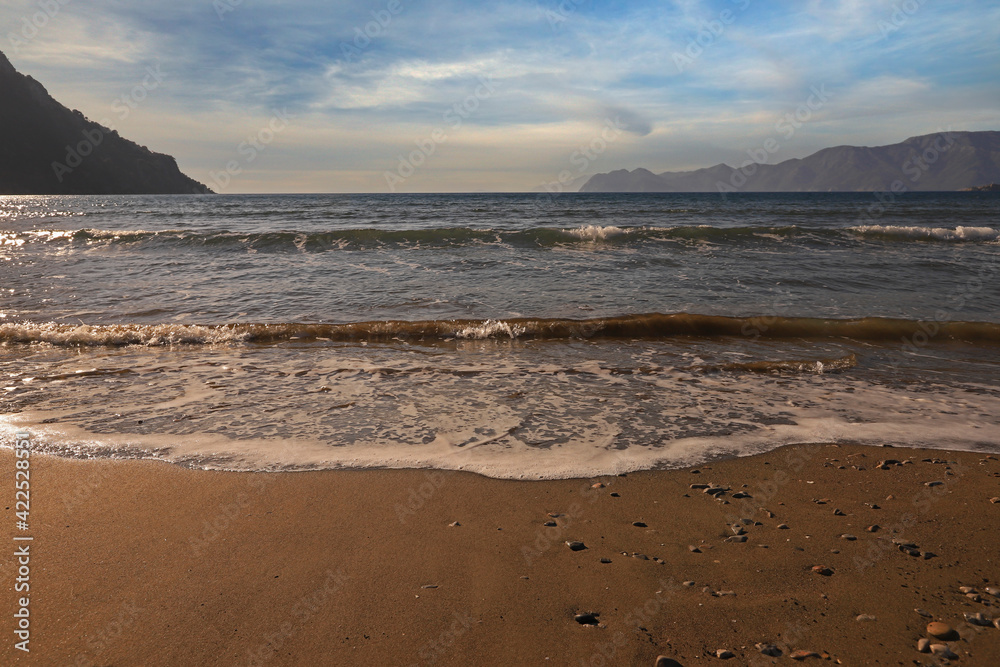 (Dalyan - Mugla- Turkey) calm waves on the beach in iztuzu beach (Dalyan - Mugla- Turkey) calm waves on the beach in iztuzu beach