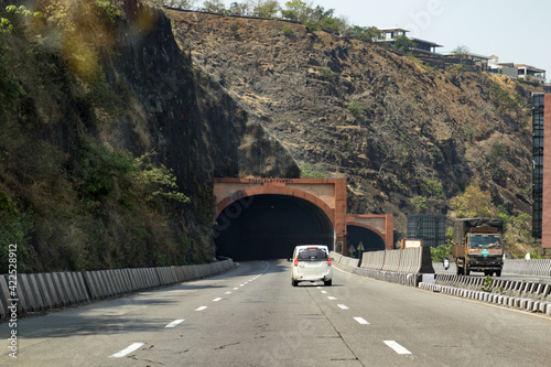 17 march 2021, maharashtra india : khandala tunnel entrance
