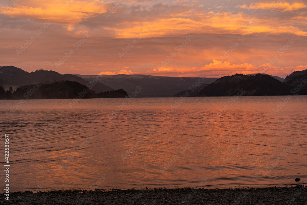 sunset over the lake