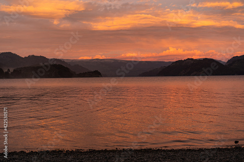 sunset over the lake