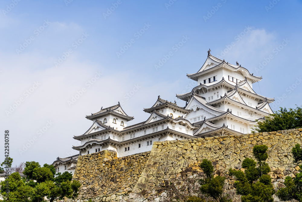 View of Himeji Castle in Kansai, Japan, considered as Japan's most spectacular castle and popular tourist destination. The place is one of the UNESCO World Heritage Site. View of Himeji Castle in Kansai, Japan, considered as Japan's most spectacular castle and popular tourist destination. The place is one of the UNESCO World Heritage Site.