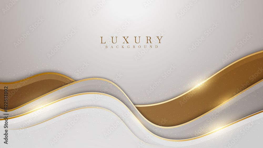 Elegant white overlap brown shade background with line golden elements.  Realistic luxury paper cut style 3d modern concept. vector illustration for  design. Stock Vector | Adobe Stock
