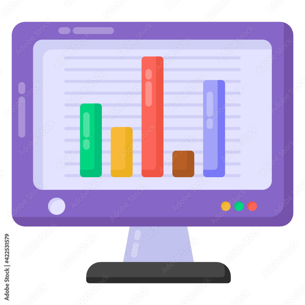 Chart inside monitor denoting flat icon of online analytics
Chart inside monitor denoting flat icon of online analytics