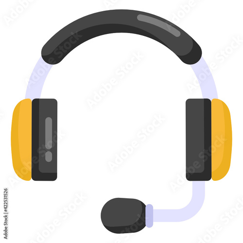
Headset flat trendy icon, editable vector 

