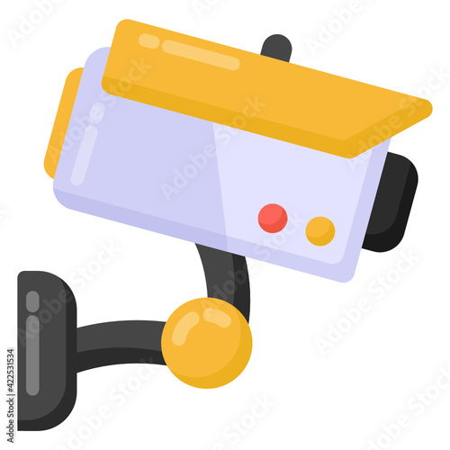 
Cctv camera in flat style icon, hidden camcorder 

