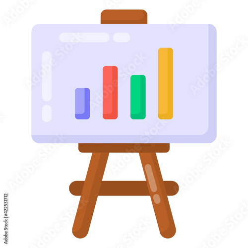 
A flat trendy icon of business presentation, descriptive data 

