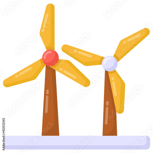 
Flat trendy icon of domestic windmills, renewable energy 

