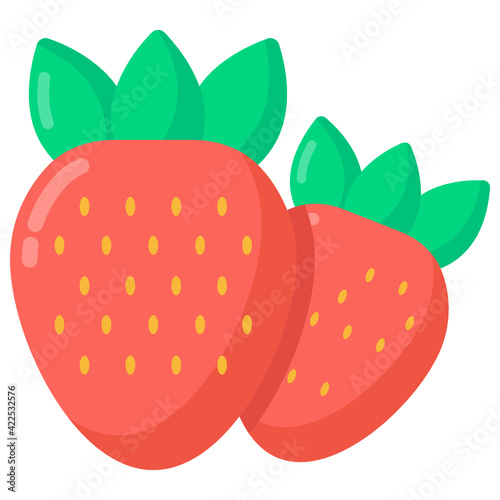 
Strawberries flat modern icon, organic and healthy food 

