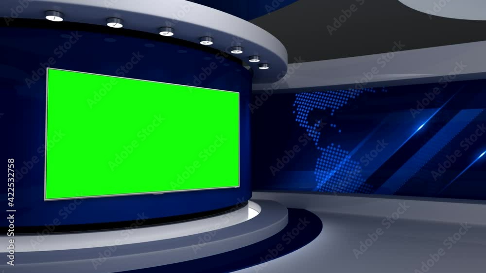 Blue Studio. Blue wall with light. Blue background. Blue back drop. 3d rendering