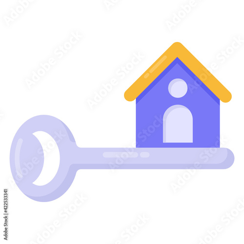 
House key in flat trendy icon, property ownership 

