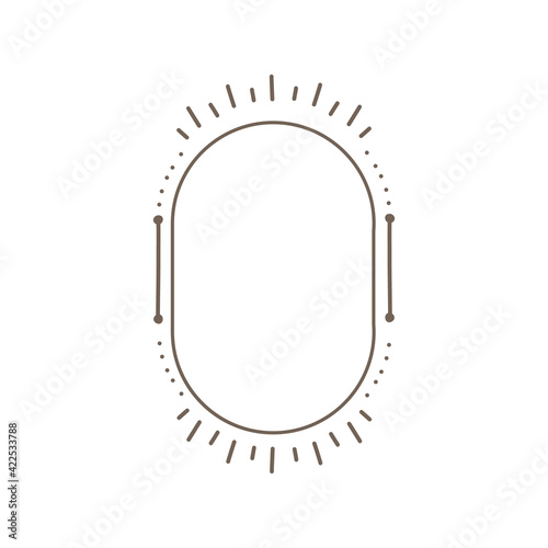 bohemian logo line. modern minimalism style. phases of the moon and the sun. lunar eclipse and new moon. botanical frame. ideal for packaging design