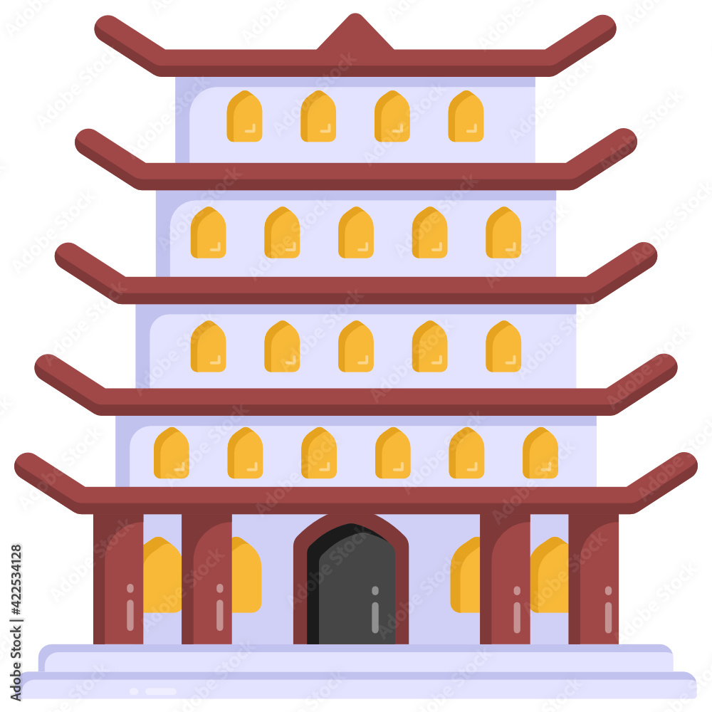 Chinese temple flat icon, editable vector of forbidden city pagoda
Chinese temple flat icon, editable vector of forbidden city pagoda