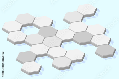 Hexagons in an isometric projection in a chaotic order background