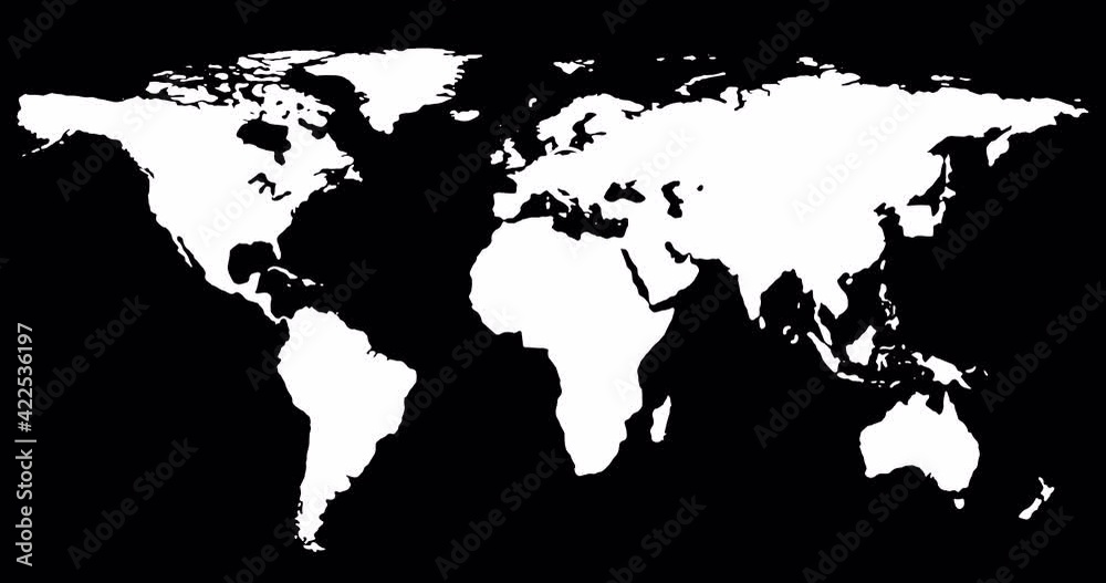 Animation of a global logistics network on a world map. The concept of delivery of goods and outlets. Business and finance. 4K animation with alpha channel.	
