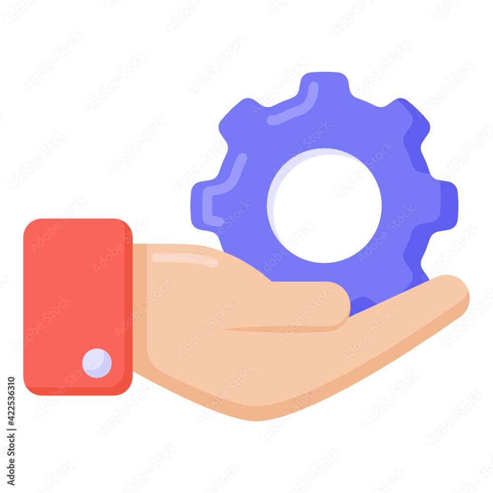 Service provider, flat icon with gear in hand
Service provider, flat icon with gear in hand