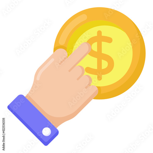 
Click on a dollar, flat icon of pay per click

