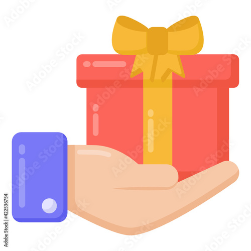 
Gift in hand, gift offer flat icon 

