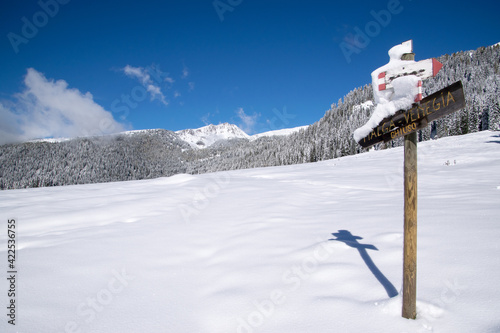 mountain winter alps landscape, dolomites natural park