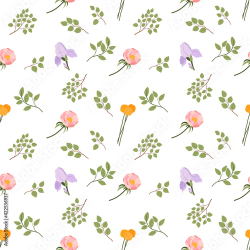 Wallpaper Mural Spring flowers seamless pattern for fabric and textile Torontodigital.ca