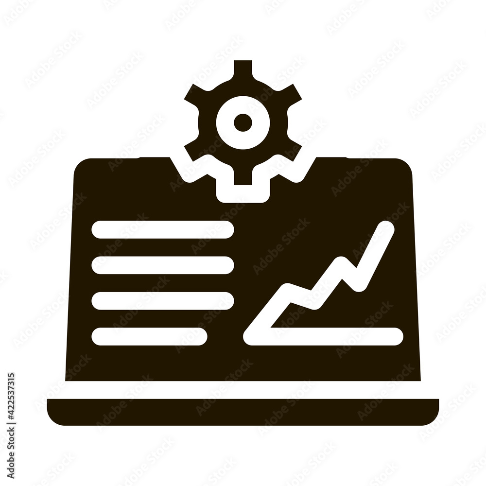 Laptop Gear Graphic Icon Vector Glyph Illustration Laptop Gear Graphic Icon Vector Glyph Illustration