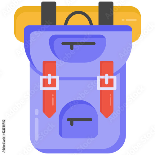 
A flat trendy and editable vector design of rucksack 

