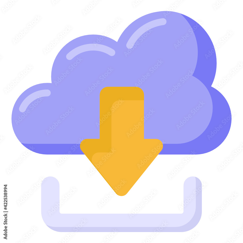 An icon of cloud download in flat design
An icon of cloud download in flat design