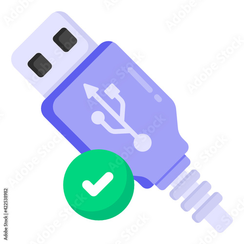 
A verified usb, flat icon download

