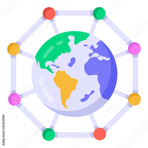 
Icon of global networking in modern flat design 

