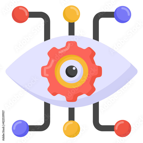 An icon of mechanical eye in modern flat design 