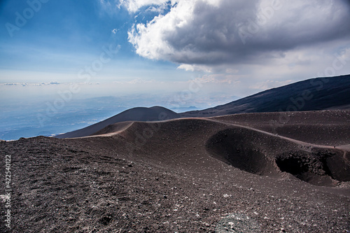 Dramatic vistas of the lava and cinder fields of Mt. Etna