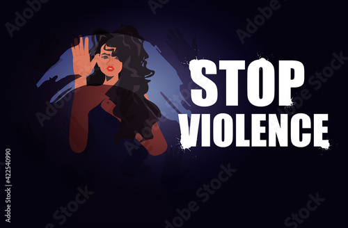 scared terrified woman stop violence and aggression concept portrait horizontal