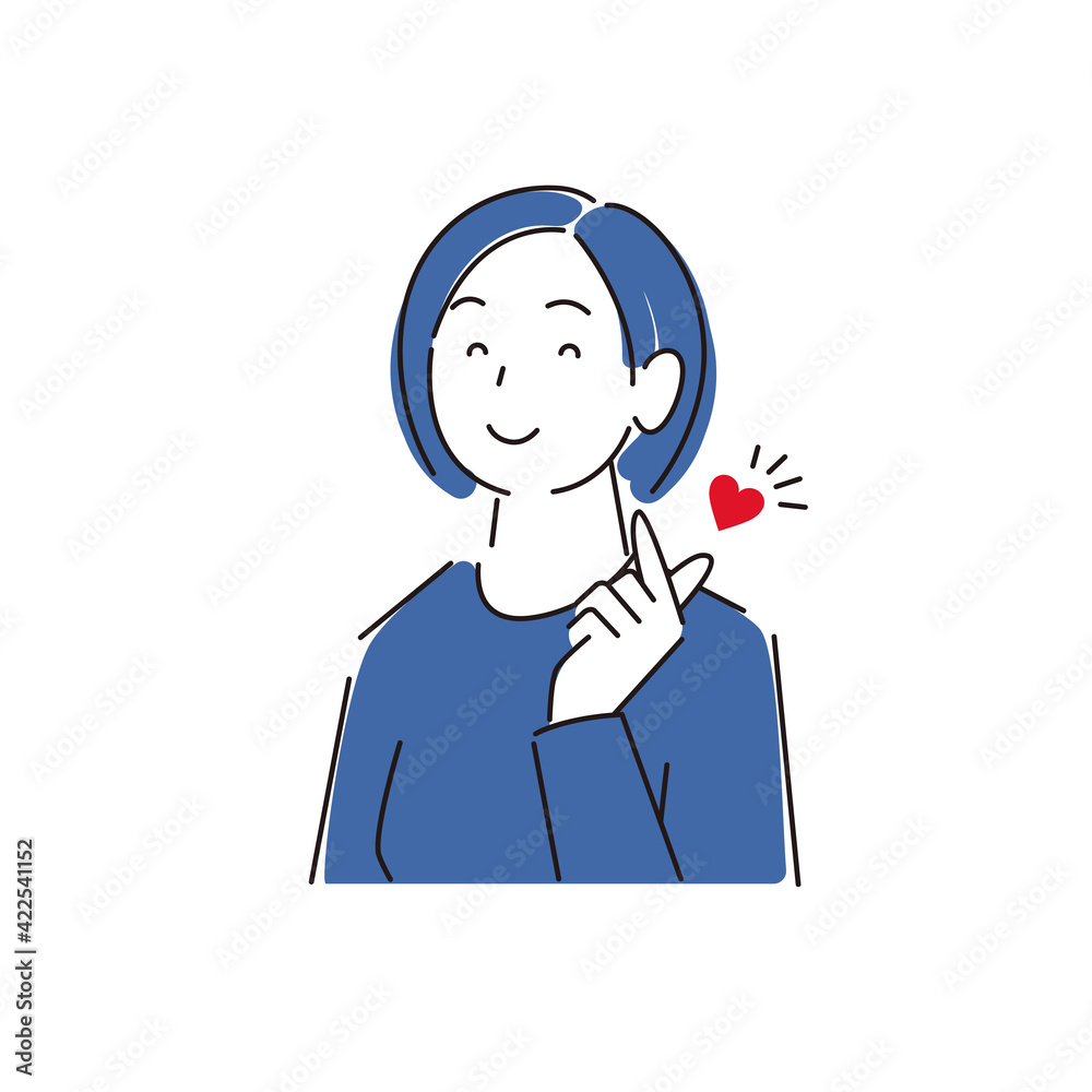 キュンです!のポーズをしている笑顔の女性 程よいシンプルなイラスト ベクター I'm Kyun!. Smile woman. Moderately simple illustration. vector. キュンです!のポーズをしている笑顔の女性 程よいシンプルなイラスト ベクター I'm Kyun!. Smile woman. Moderately simple illustration. vector.