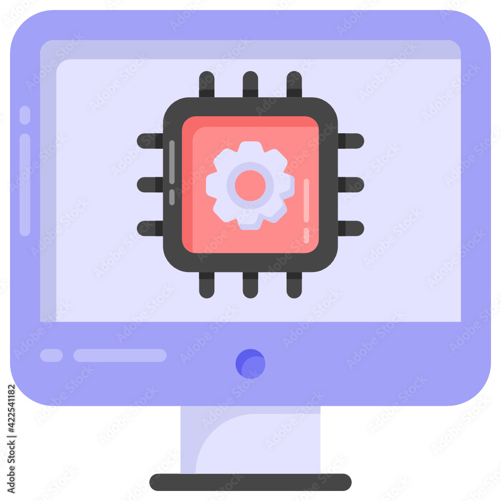 A computer microchip flat round icon
A computer microchip flat round icon