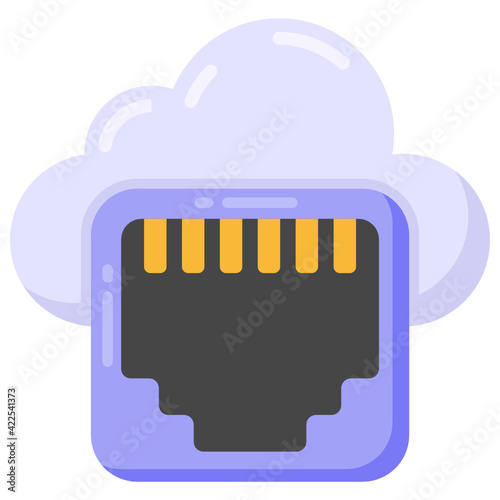
An ethernet cloud in flat icon 

